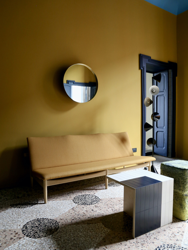 The Japan Sofa Three Seater with oak frame (dark oil) and 'Vidar' upholstery in the colour '456'.