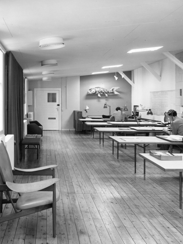 Nyhavn Desks in Finn Juhl's own studio at Sølvgade, Copenhagen. 