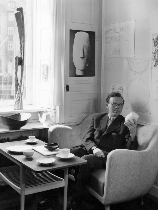 Finn Juhl photographed in the 46 Sofa in his studio in Nyhavn, Copenhagen. Photo: The Royal Danish Library, Pressehuset.