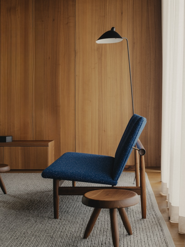 The Japan Sofa with walnut frame and 'Pilot' upholstery in the colour '772'. Credits: The Monocot Shop / JUST BUILD LTD / Studio Periphery