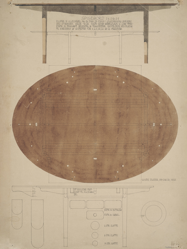 Finn Juhl's original watercolour drawing of the Silver Table. Photo credit: Pernille Klemp, Designmuseum Danmark